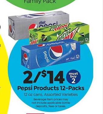 Save a Lot Pepsi products 12-packs offer