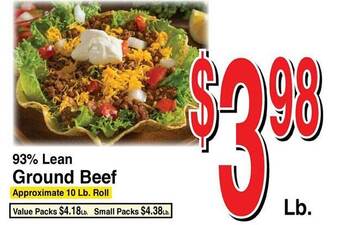 Super Saver 93% lean ground beef offer