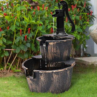 Walmart Gymax 2 tier barrel waterfall fountain barrel water fountain pump outdoor garden offer