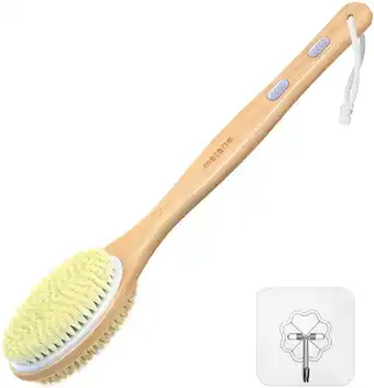 Walmart Metene bamboo shower body exfoliating brush, bath back cleaning scrubber with long handle offer