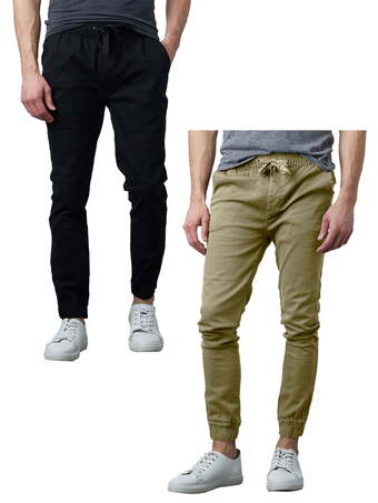 Walmart Mens slim-fit cotton twill jogger pants (2-pack) offer