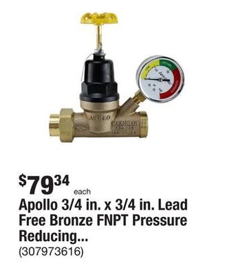 The Home Depot Apollo 3/4 in. x 3/4 in. lead free bronze fnpt pressure reducing valve with gauge offer