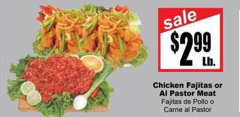 Rancho Markets Chicken fajitas or al pastor meat offer