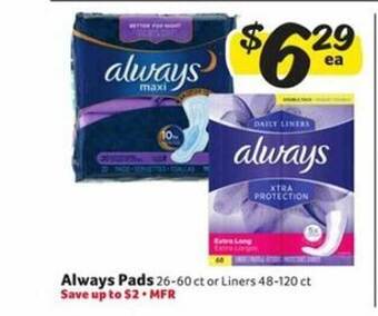 Winn Dixie Always pads offer