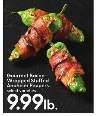 Hy-Vee Gourmet bacon-wrapped stuffed anaheim peppers offer