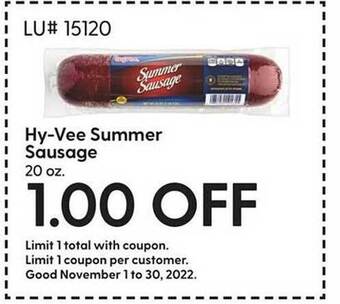Hy-Vee Hy-vee summer sausage offer