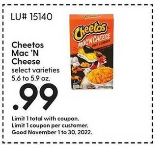 Hy-Vee Cheetos mac 'n cheese offer