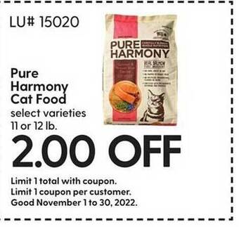 Hy-Vee Pure harmony cat food offer