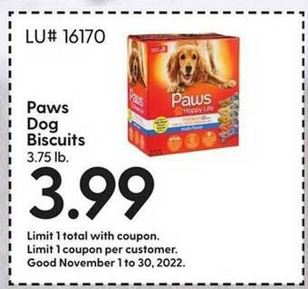 Hy-Vee Paws dog biscuits offer