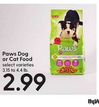 Hy-Vee Paws dog or cat food offer