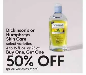 Hy-Vee Dickinson's or humphrey's skin care offer