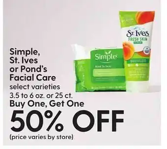 Hy-Vee Simple, st ives or pond's facial care offer