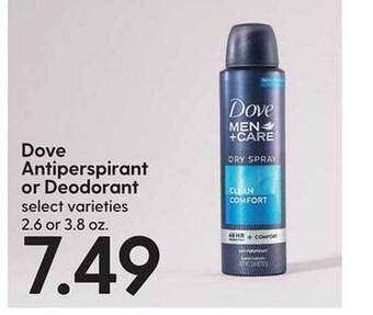 Hy-Vee Dove antiperspirant or deodorant offer