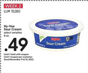 Hy-Vee Hyvee sour cream offer