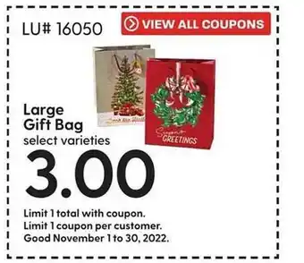 Hy-Vee Large gift bag offer