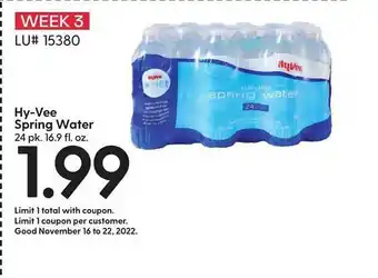 Hy-Vee Hyvee spring water offer