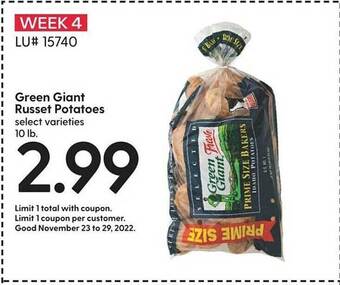 Hy-Vee Green giant russet potatoes offer