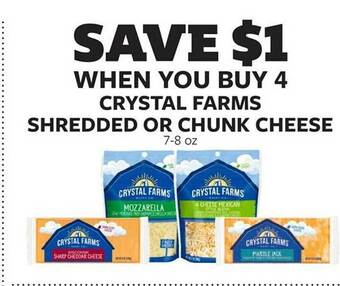 Fareway Crystal farms shredded or chunk cheese offer