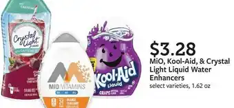 Fareway Mio, kool-aid, & crystal light liquid water enhancers offer