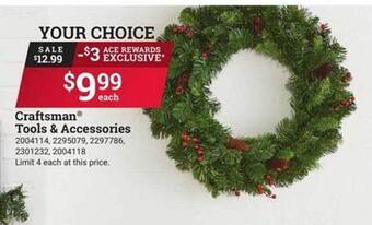Ace Hardware Craftsman tools & accessories offer