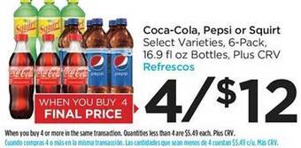 Food 4 Less Coca-cola, pepsi or squirt offer