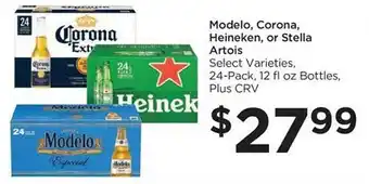 Modelo, corona, heinken, dos equis, pacifico or stella artois