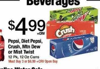 Jons International Pepsi, diet pepsi, crush, mtn dew or mist twist offer