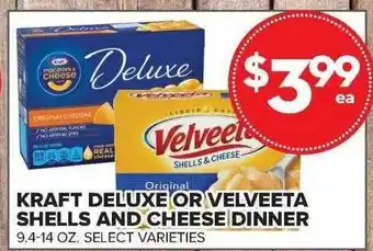 Price Cutter Kraft deluxe or velveeta shells and cheese dinner offer