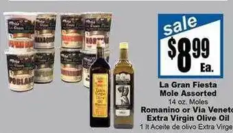 La gran fiesta mole assorted, romanino or via veneto extra virgin olive oil