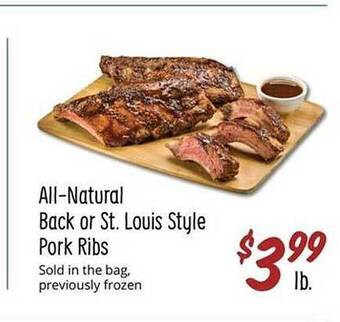 Sprouts Farmers Market Allnatural back or st louis style pork ribs offer