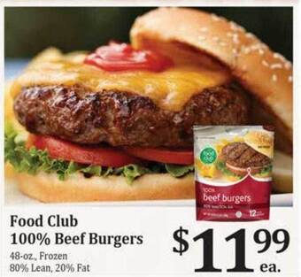 Rosauers Food club 100% beef burgers offer