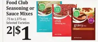 Rosauers Food club seasoning or sauce mixes offer
