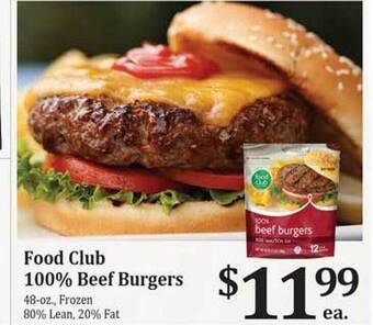 Rosauers Food club 100% beef burgers offer