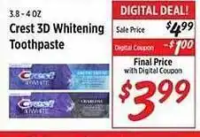 Rouses Crest 3d whitening toothpaste offer