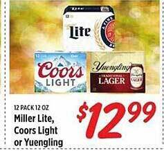 Rouses Miller lite, coors light or yuengling offer