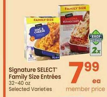 Safeway Signature select family size entrées offer