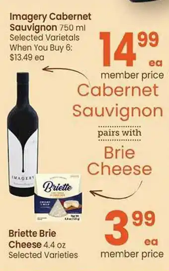 Safeway Imagery cabernet sauvignon or briette brie cheese offer