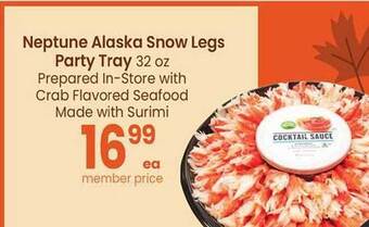 Safeway Neptune alaska snow legs party tray offer