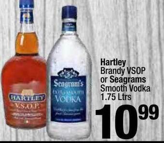 Super King Markets Hartley brandy vsop or seagrams smooth vodka offer