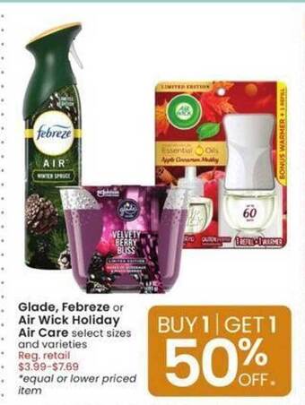 Albertsons Glade, febreze or air wick holiday air care offer