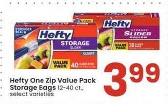 Albertsons Hefty one zip value pack storage bags offer