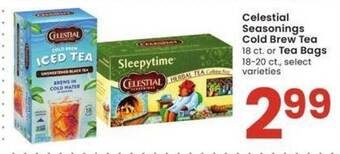 Albertsons Celestial seasonings cold brew tea or tea bags offer