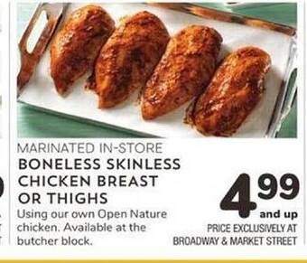 Albertsons Boneless skinless chicken breast or thighs offer