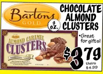 Ollie's Bartons® chocolate almond clusters offer
