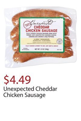 Trader Joe's Unexpected cheddar chicken sausage offer