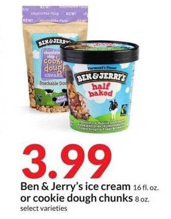 Hy-Vee Ben & jerry's ice cream or cookie dough chunks offer