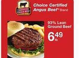 Price Chopper Choice certified angus beef 93% lean ground beef offer