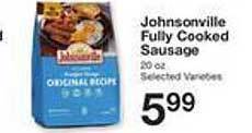 Price Chopper Johnsonville fully cooked sausage offer