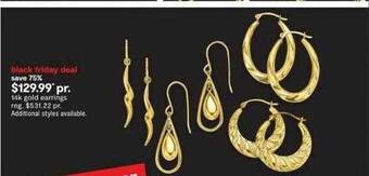 JC Penney 14k gold earrings offer