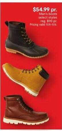 JC Penney Men's boots select styles offer